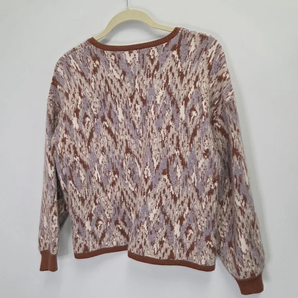 Garnet Hill Ikat Cashmere Sweatshirt Sweater Brown & Gray Size Small - Picture 5 of 6